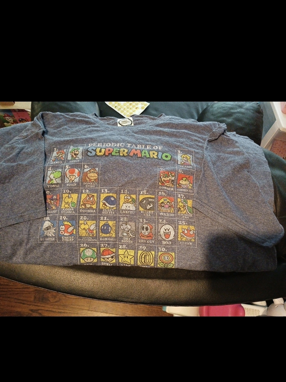 Nintendo Super Mario Periodic Table Graphic Tee - Heather Blue